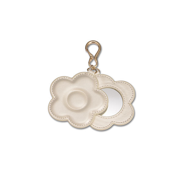 Daisy Mirror Bag Charm White Gold
